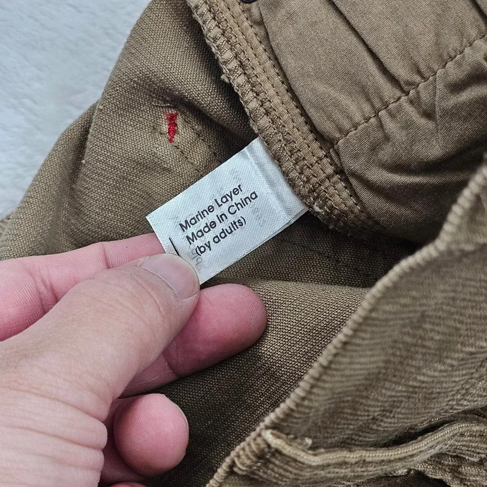 Marine Layer Corduroy Pants Mens 32x33 Brown Slim Straight Stretch Preppy Ivy